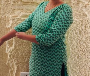 Green Heart Print Kurta
