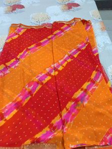 Beautiful Leheriya Bandhej  Fancy Saree😍