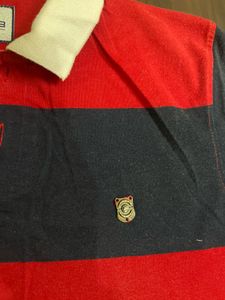 Red &amp; Navy Striped Polo Shirt