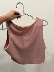 Women’s Ribbed Cropped Tank Top – Dusty Pink | Sle