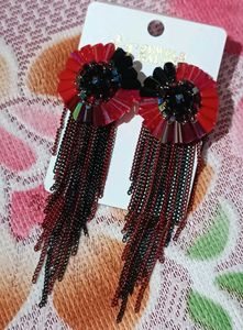 Red Contemporary Drop Earrings