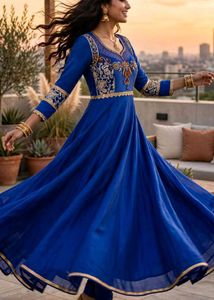 Royal Blue Embroidered Anarkali Gown