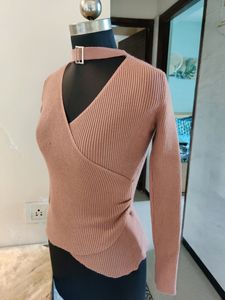 Ribbed Nude Full Sleeves Top