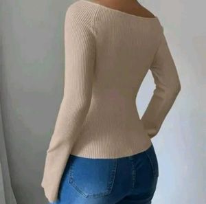 Ribbed Bell Sleeve Top