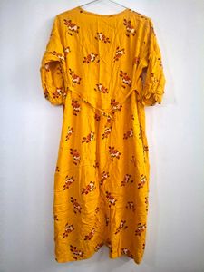 Yellow Floral Print Kurta
