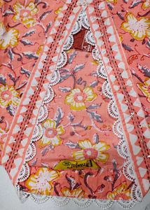 Peach Cotton Kurta Set 3XL