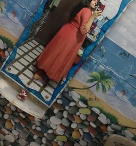 Elegant Coral Kurta Set with Dupatta