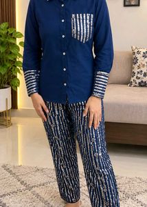 Embellished Blue Kurta Set