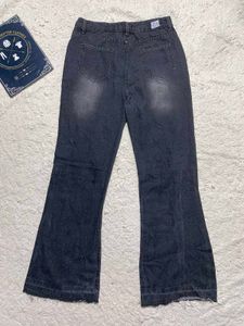Flared Grey Denim Jeans