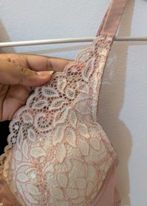 Lace Trimmed Pink Bra
