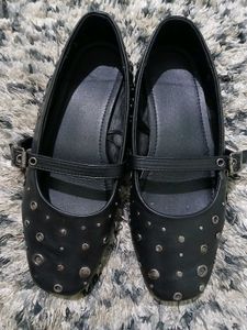 LUNA Blu Black Studded Ballerina