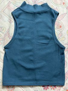 Zara sleeveless high neck top - pigeon blue