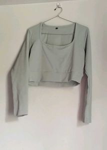 Mint Green Cropped Long Sleeve Top
