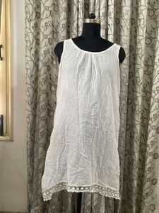 White Cotton Lace Trim Camisole