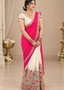 Half Net And Silk Saree