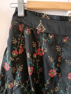 Global Desi Black Floral Ethnic Skirt
