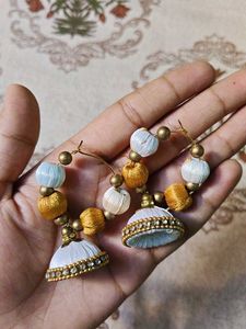 Elegant Red &amp; White Stone Earrings
