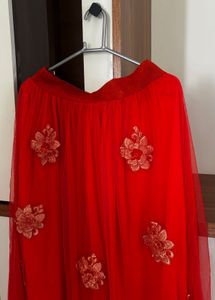 Stunning orange Embroidered Lehenga Skirt