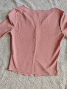 Pink Lettuce Trim Cut-Out Crop Top