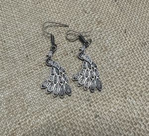 Unused Oxidised Peacock Earings With Freebies