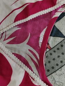 Vibrant Pink &amp; White Printed Kurta with pant
