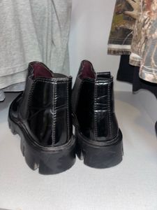 Black Patent Chunky Chelsea Boots