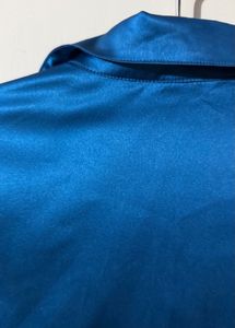 Elegant Teal Satin Shirt
