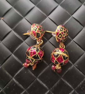 Ethnic Enamel Dangle Earrings-New