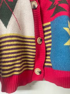 Abstract Vintage Style Patchwork Cardigan