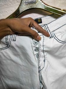 Smog White Jeans with Contrast Stitching