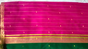 Zari Green Saree with Pink Pallu