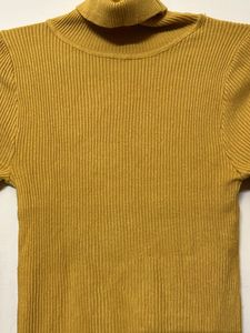 Mustard Yellow Ribbed Turtleneck Top