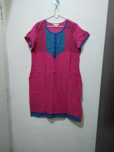 Aaboli Pink Polka Dot Kurta With Sequined Work