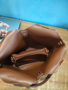 Chic Brown Faux Leather Tote Bag