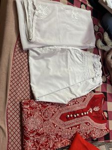 Red chicken kurta set