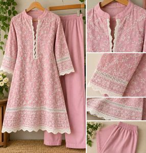 Pink Embroidered Kurta Set