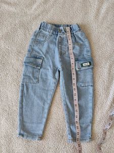Unisex Light Wash Denim Cargo Pants