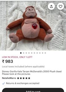 Disney Gorilla Kala Tarzan McDonald's 2000 Plush U