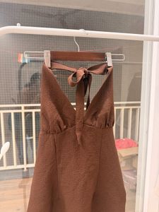 Brown Halter Neck Dress