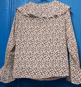 Floral Ruffle Neck Long Sleeve Top