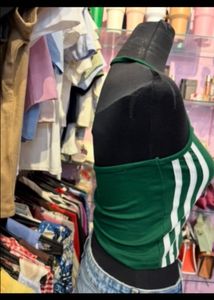 Adidas Green Halter Neck Crop Top
