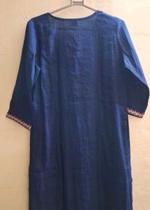 New Embroidered Navy Blue Kurta