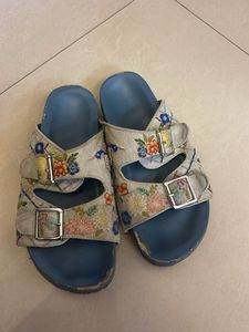 Embroidered Floral Double Strap Sandals