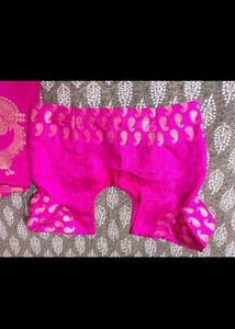 Vibrant Pink saree with stiched blouse