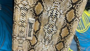 Just Cavalli Snakeskin With Oxidised Chain Bag