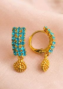 Beautiful Blue Stone Hoop Earrings