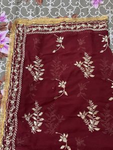 Elegant Maroon Embellished Dress