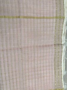 Elegant Pink Saree with Gold Stripes