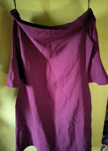 Chic maroon Off-Shoulder Dress