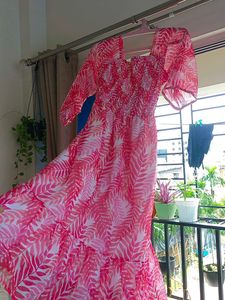Leaf Print Maxi Dress